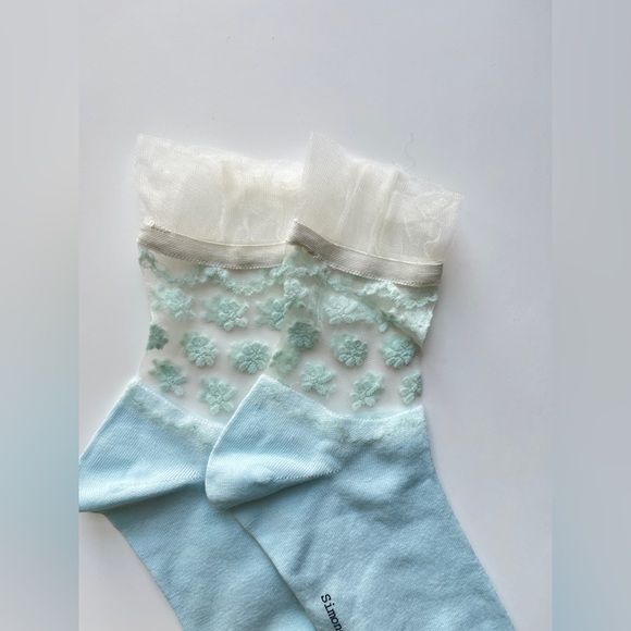 Simone Rocha Light Blue Floral Socks - Picture 3 of 3